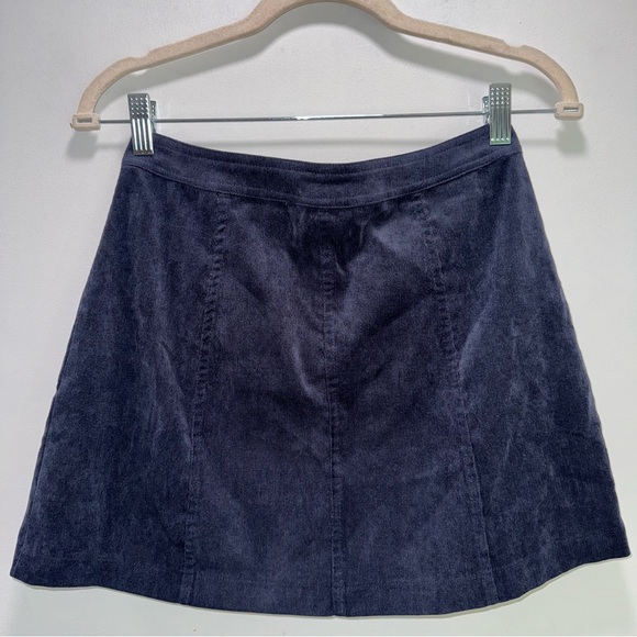 LuLus Navy Blue Lightweight Corduroy Button Front Mini Skirt Size S Academia - Picture 3 of 7